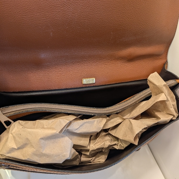 🥰 Vintage 1980's Bally Italy Genuine Smooth Leather Top Carry Briefcase 💼 - Picture 13 of 16